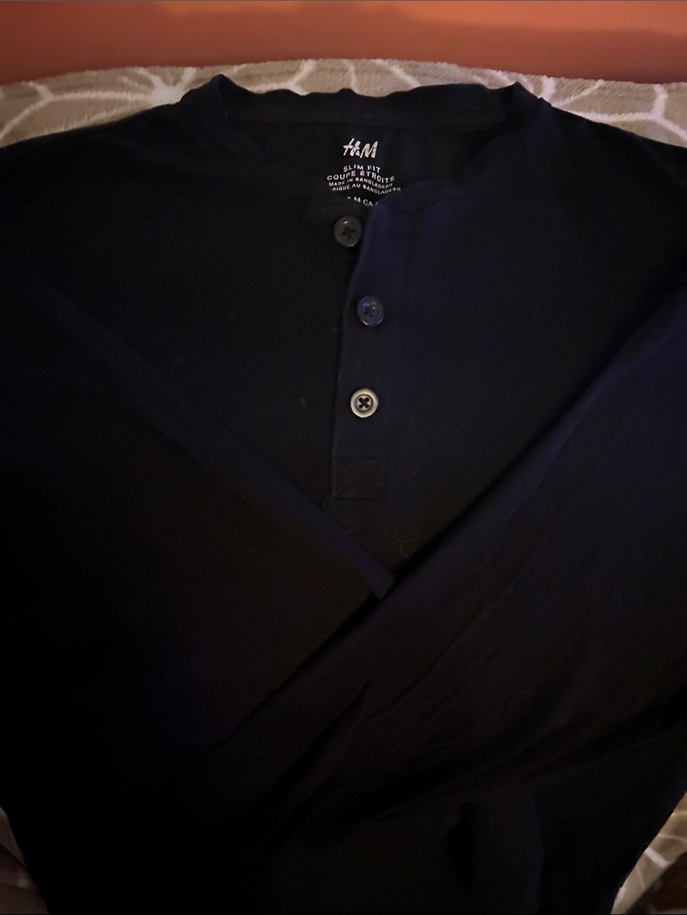 H&M Black Long-Sleeve Henley Shirt